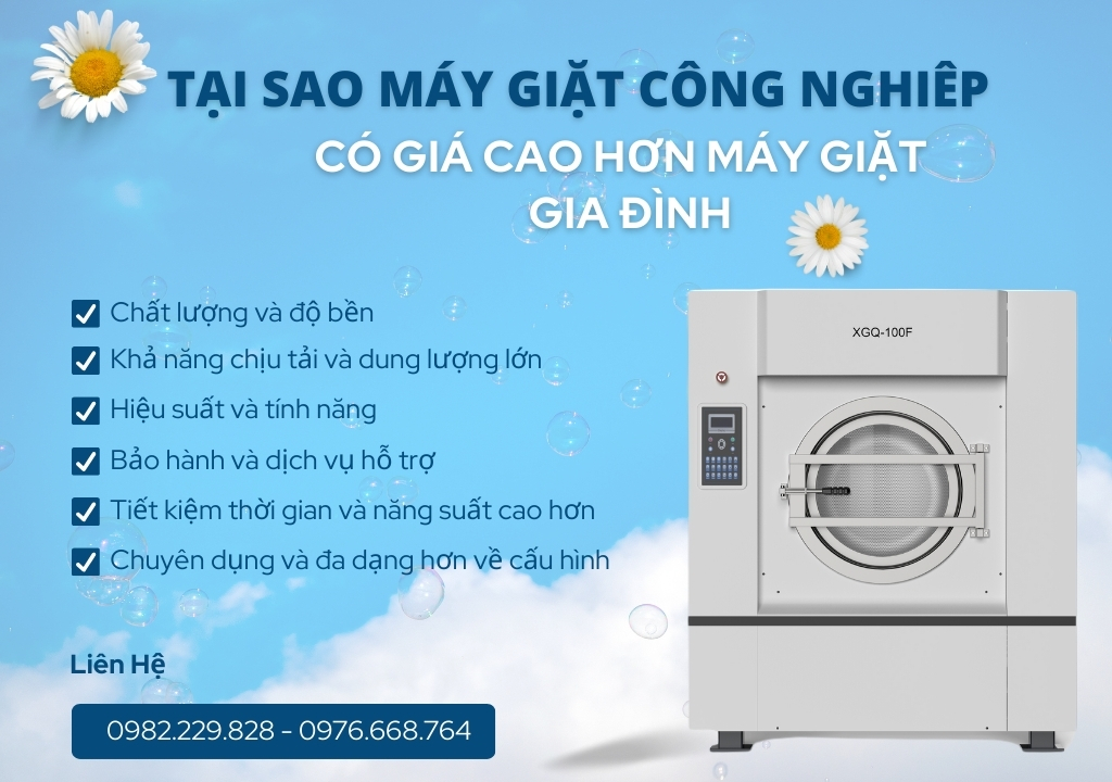 Tại sao máy giặt công nghiệp có giá cao hơn máy giặt gia đình